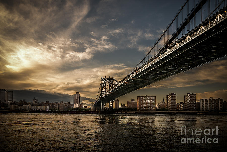 NYC - Manhatten Bridge - HDR- sun Photograph by Hannes Cmarits