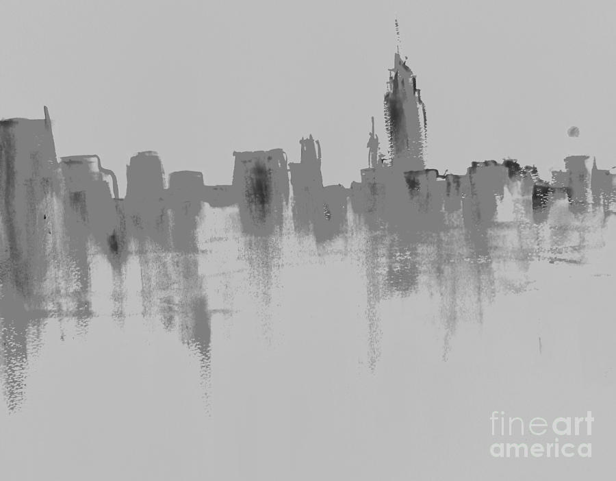 NYC Abstract Grayscape Painting by Mary Cahalan Lee - aka PIXI