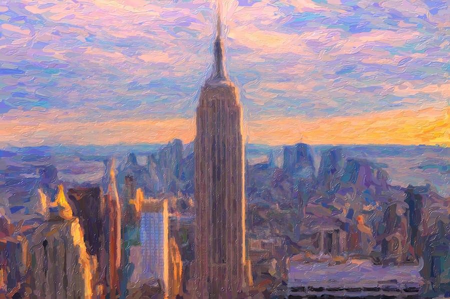 New York City Painting - NYC and The Empire State Building by Celestial Images