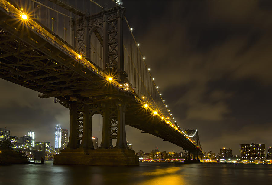 Bridge Photograph - NYC Bridges at night by Eduard Moldoveanu