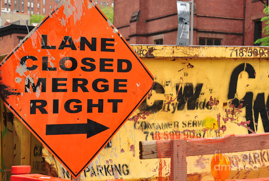 Nyc Street Sign Photograph - NYC Construction Graffiti  by Regina Geoghan