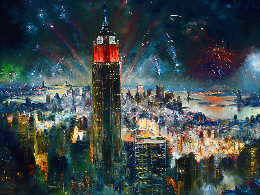 NYC in Fourth of July Independence Day Painting by Ylli Haruni