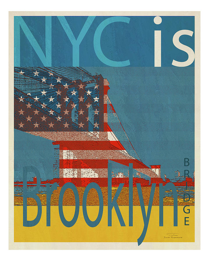 Brooklyn Bridge Drawing - NYC IS Brooklyn Bridge by MGL Meiklejohn Graphics Licensing