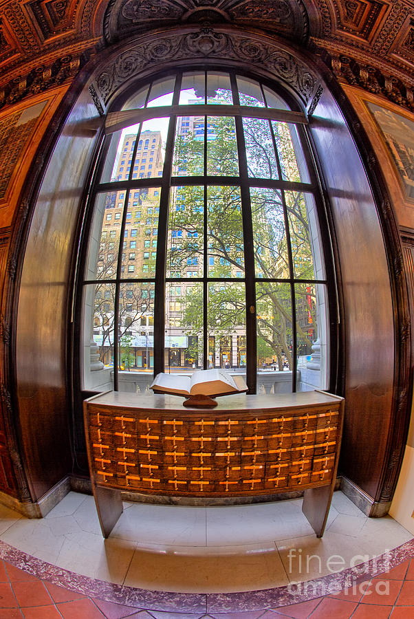 NYC Library Window Photograph by Jerry Fornarotto