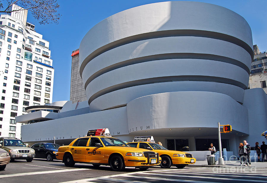 New York City - The Guggenheim Museum and Yellow Cabs Photograph by Carlos Alkmin