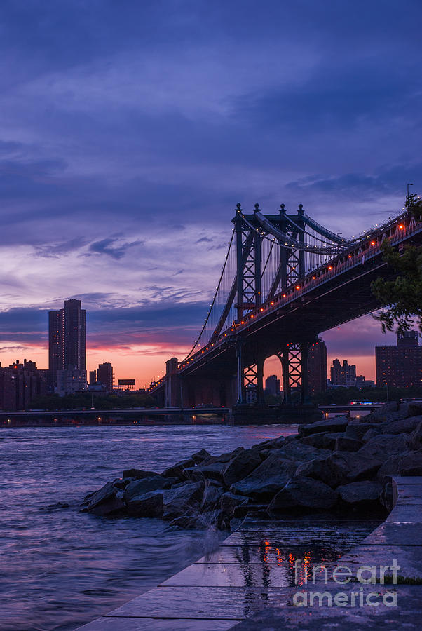NYC - Manhatten Bridge at Night II Photograph by Hannes Cmarits