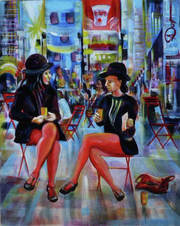 Urban Landscape Painting - NYC Red Chairs by Anna  Duyunova