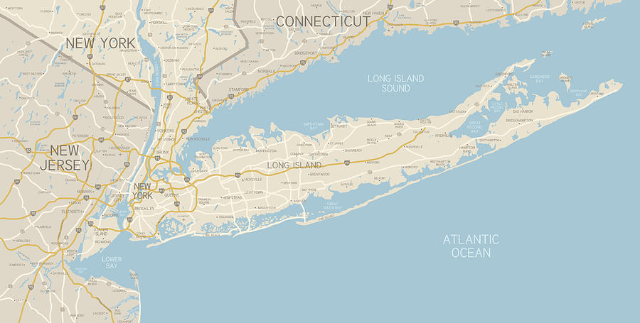 NYC Region and Long Island Map Drawing by Hey Darlin
