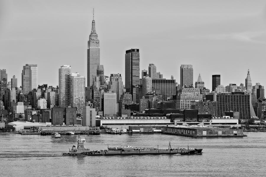 NYC Skyline And ATB Last Light BW Photograph by Susan Candelario