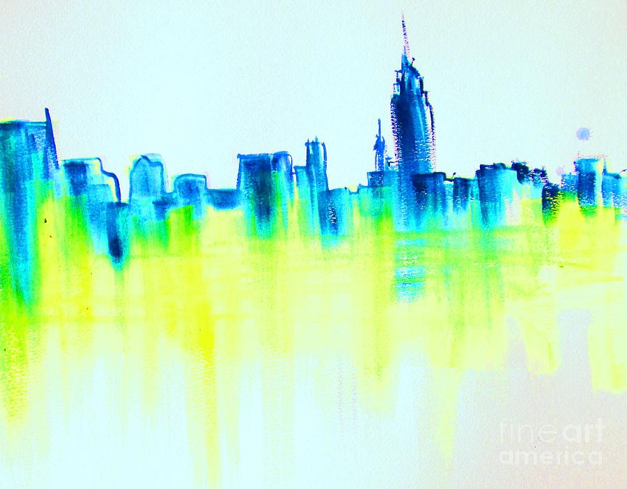 NYC skyline  Painting by Mary Cahalan Lee - aka PIXI