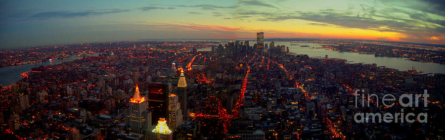 NYC Skyline Panoramic from the top of the Empire State building before Nine Eleven Photograph by Steven Spak