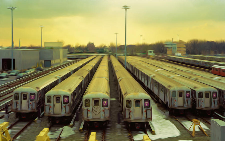 Nyc Subway Cars Painting by Jeelan Clark