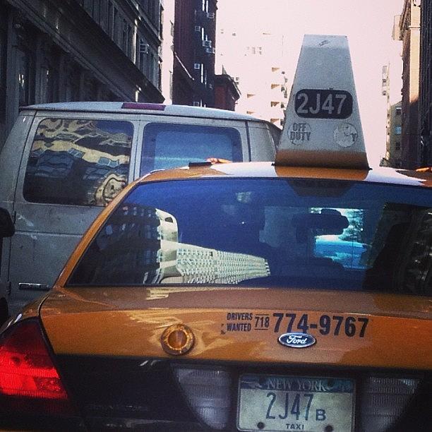 New York City Photograph - #nyc #taxi #reflection by Ece Erduran
