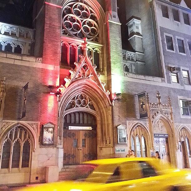 New York City Photograph - #nyc #taxi #yellowcab #lights #church by MK Square Studio