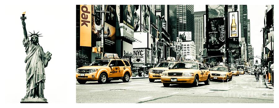 NYC Yellow Cabs and Lady Liberty -  ck1 Photograph by Hannes Cmarits