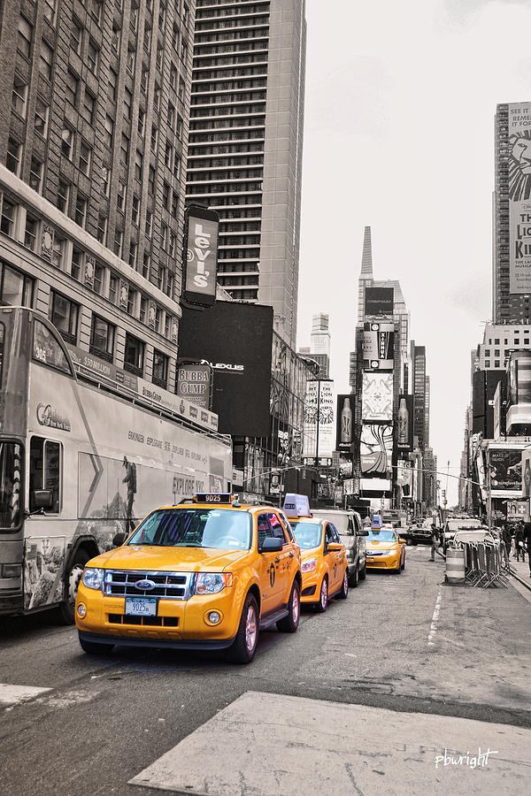 Landscape Photograph - NYC Yellow Cabs by Paulette B Wright