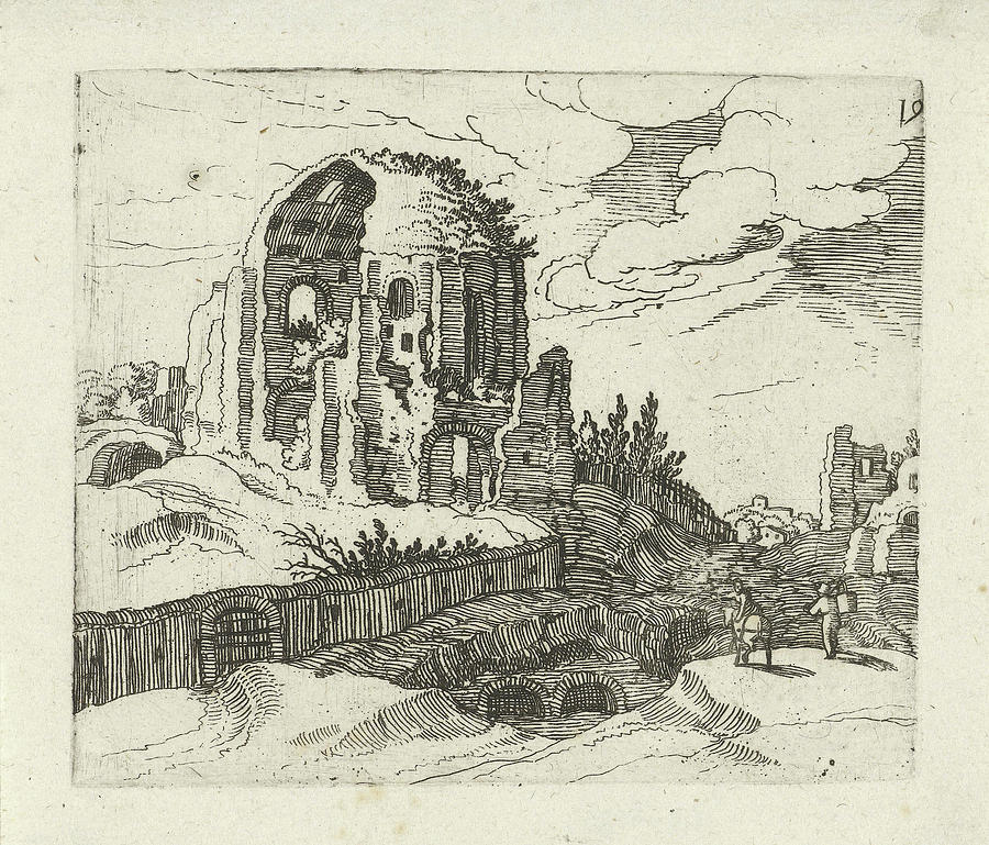 Nymphaeum In Rome Italy, Willem Van Nieulandt II Drawing by Quint Lox ...