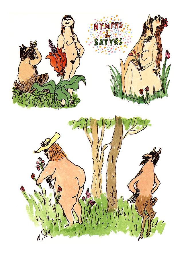 Nymphs & Satyrs Drawing by William Steig