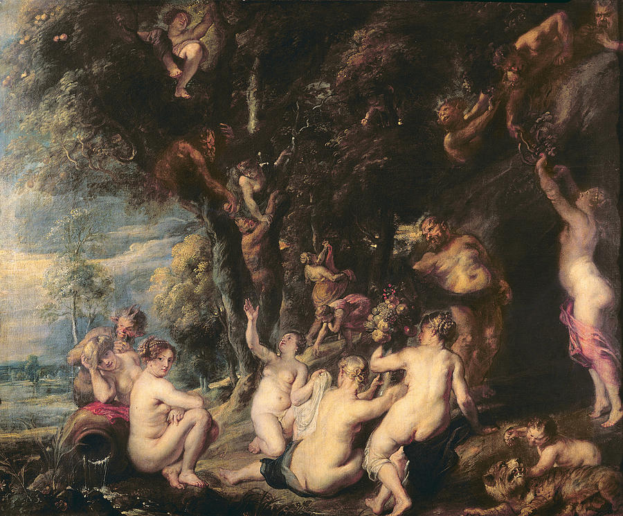 Huntress Photograph - Nymphs And Satyrs, C.1635 Oil On Canvas by Peter Paul Rubens
