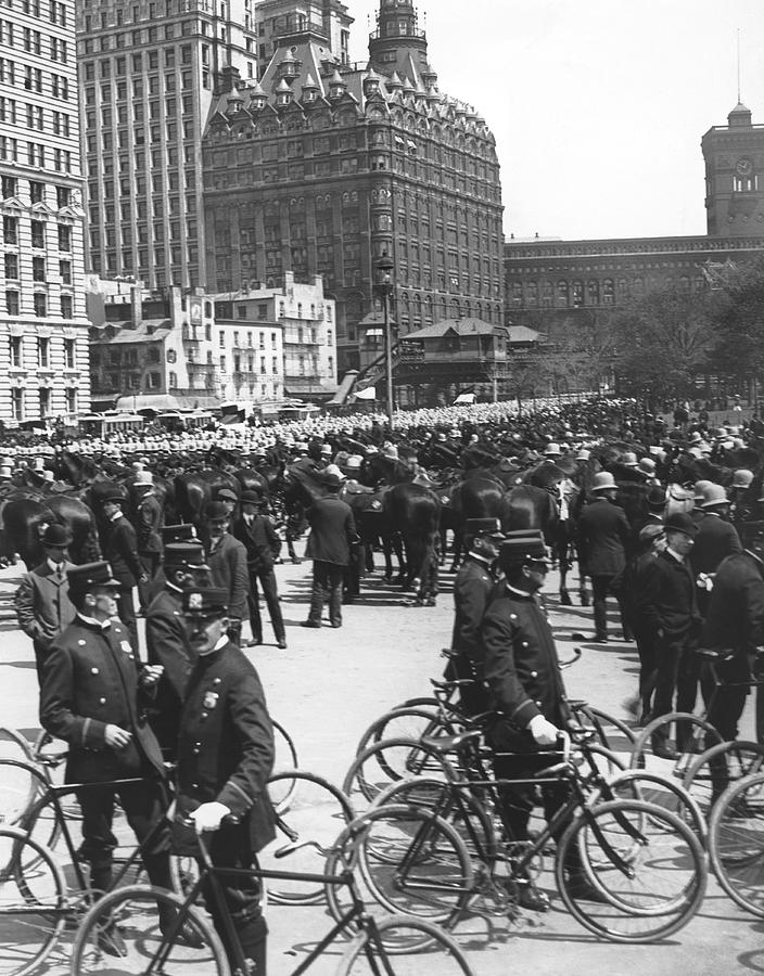 NYPD Bicycle Force Photograph by Underwood Archives