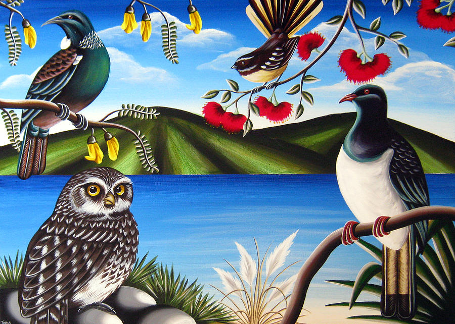 NZ Birds Painting by Natasha Shackleton