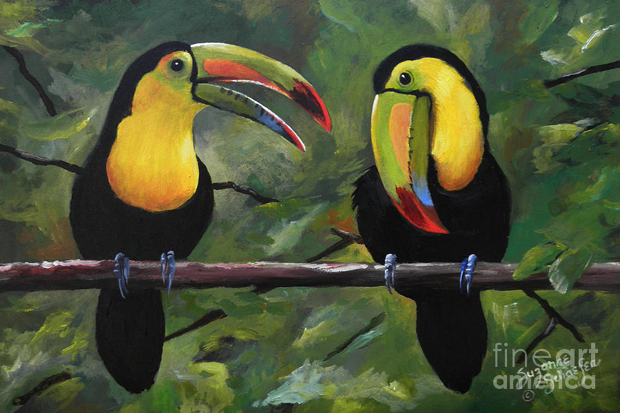 Bird Painting - O Yeah Yeah Yeah -Toucans by Suzanne Schaefer