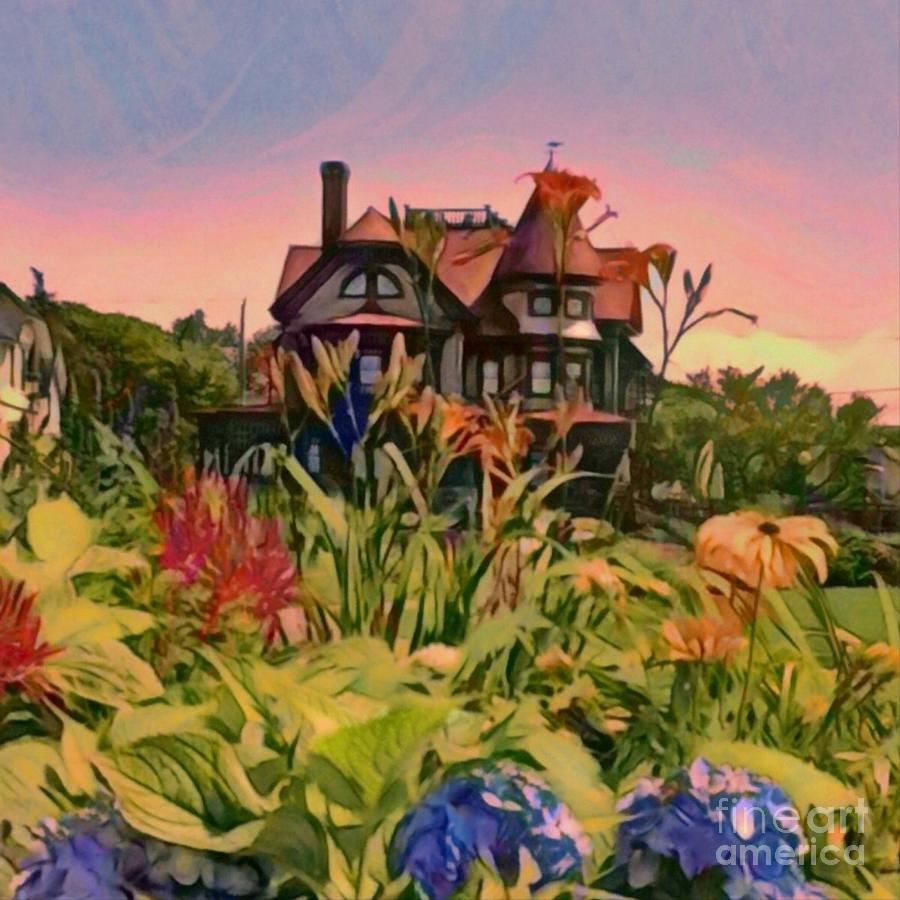 S Oak Bluffs Victorian - Square Painting by Lyn Voytershark