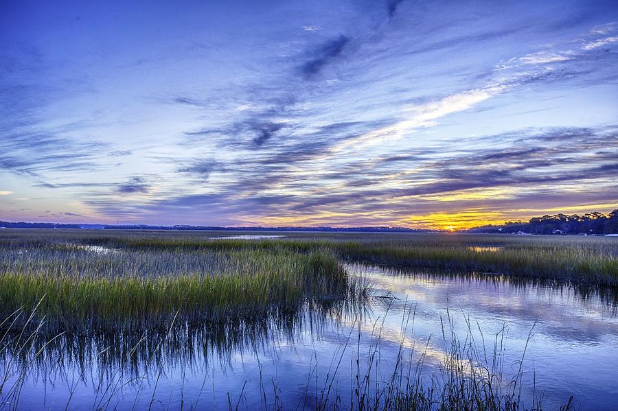 Oak Island Marsh Sunrise Photograph by Nick Noble
