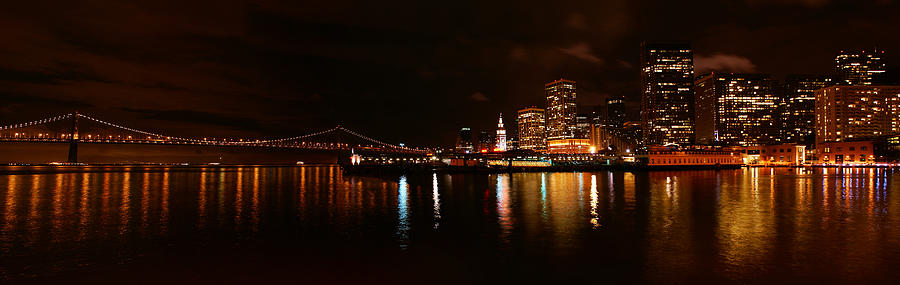 Oakland Bay Bridge at Night Photograph by Abram House