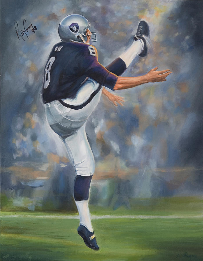 Oakland Raiders Ray Guy Painting by Angie Villegas - Fine Art America