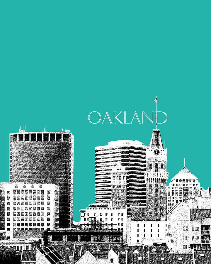 Oakland Skyline 1 - Teal Digital Art by DB Artist