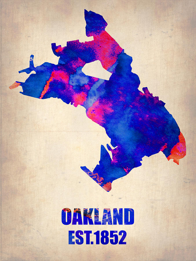 Oakland Painting - Oakland Watercolor Map by Naxart Studio