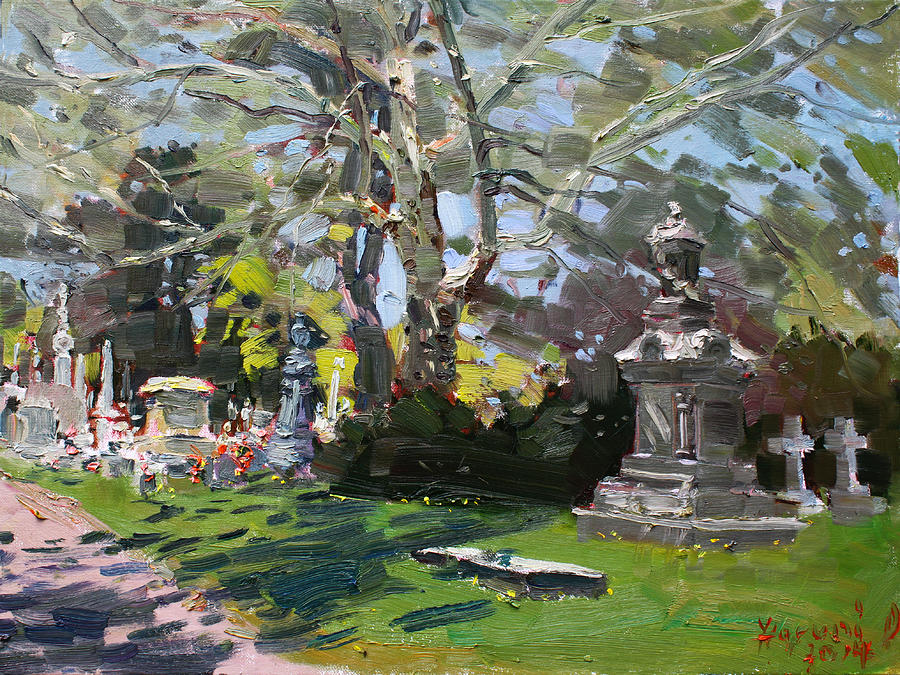 Tree Painting - Oakwood Cemetery by Ylli Haruni