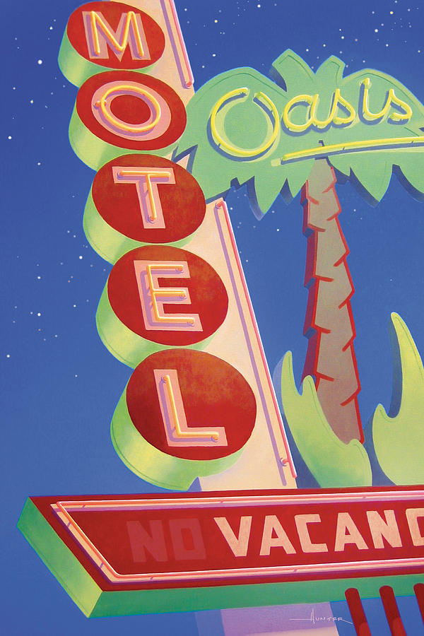 Oasis Motel Painting by Larry Hunter