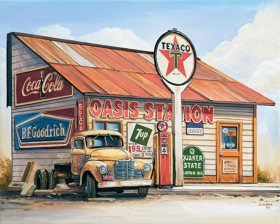 Vintage Painting - Oasis Station by Georg Huber
