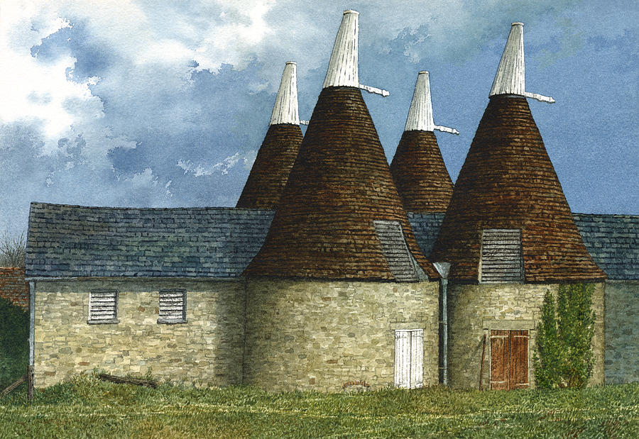 Oast Houses Painting by Tom Wooldridge