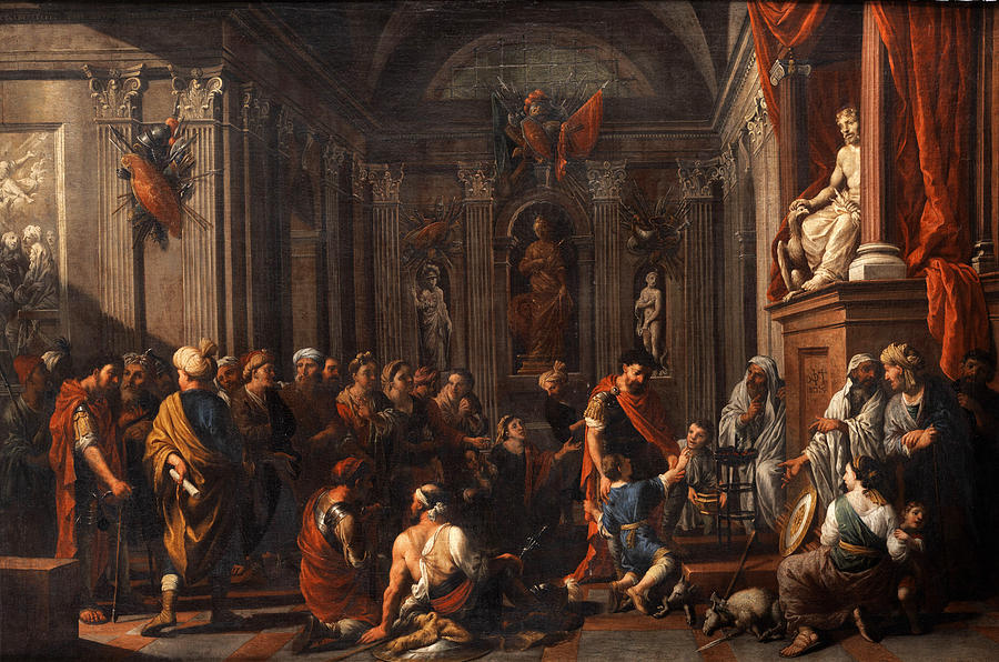 Greek Mythology Painting - Oath scene in the Temple of Jupiter by Johann Heiss