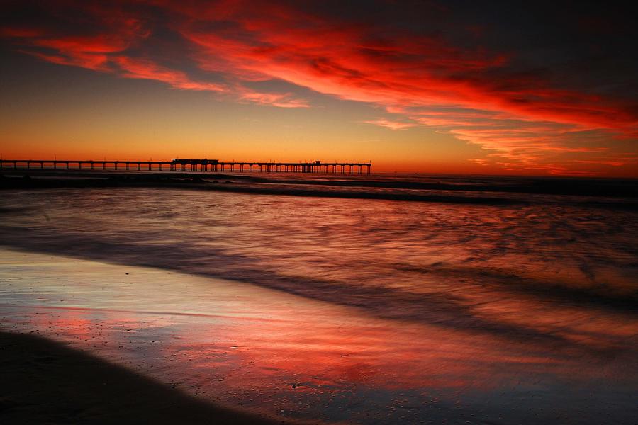 OB Pier Winter Sunset Photograph by Scott Cunningham