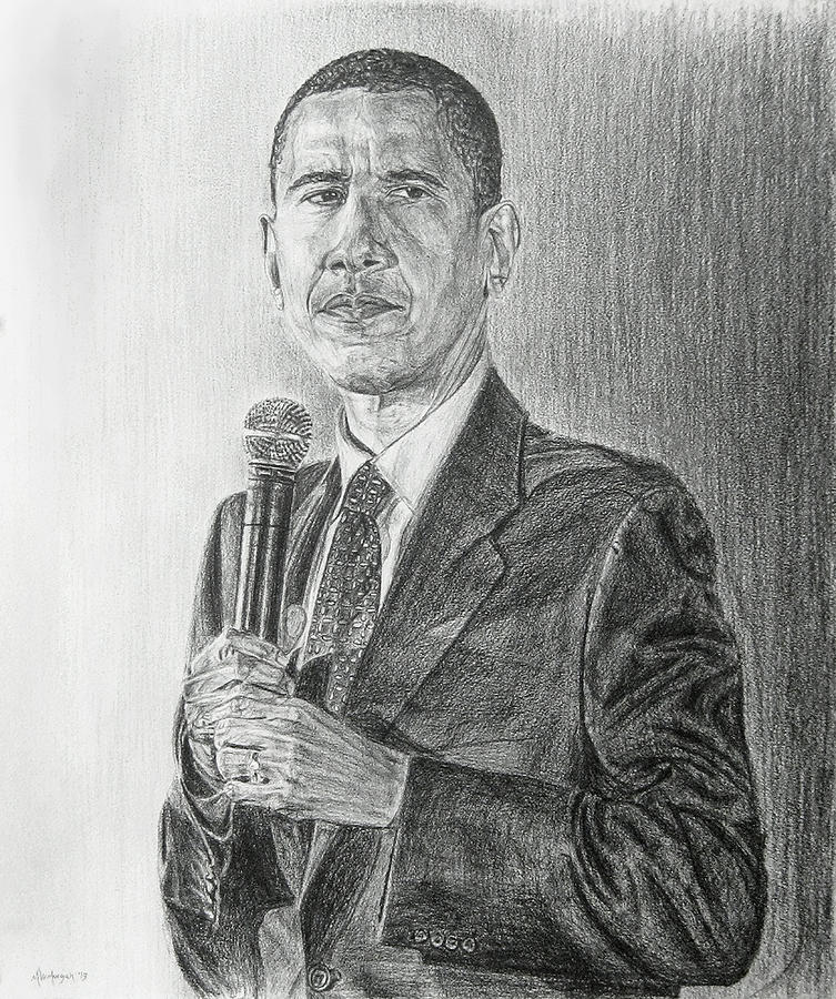 Obama 3 Drawing by Michael Morgan