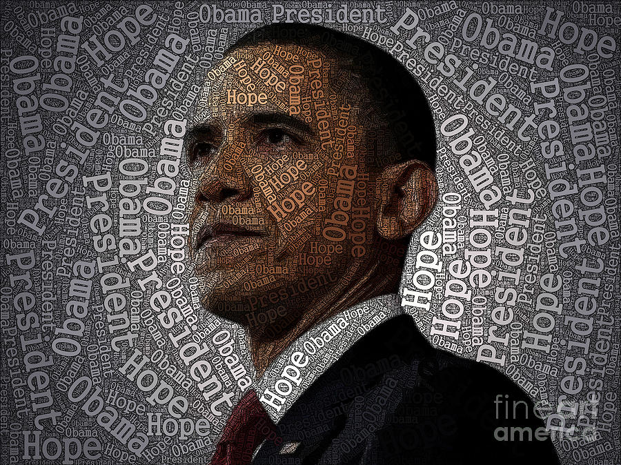 Obama Photograph - Obama hope typography design by Boon Mee