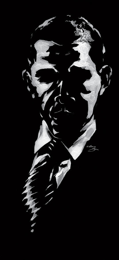 Black And White Painting - Obama January by Mark Zoeller