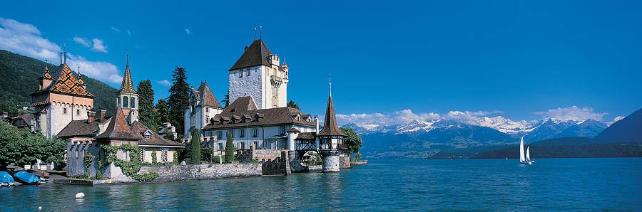 Architecture Photograph - Oberhofen Castle W\ Thuner Lake by Panoramic Images