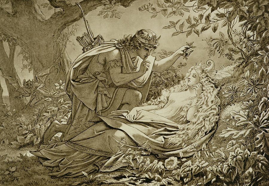 Fairy Drawing - Oberon And Titania by English School