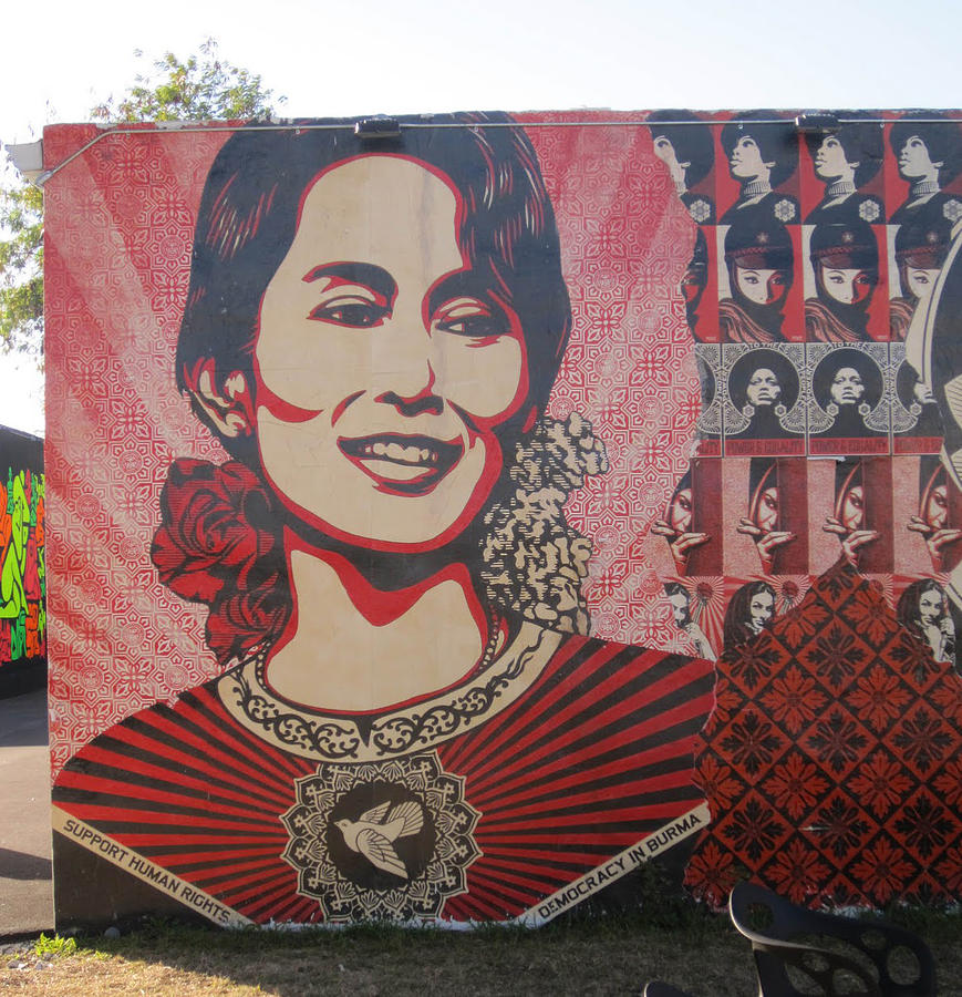 Obey Wall Collage Burma Freedom Fighter Photograph by Arik Bennado