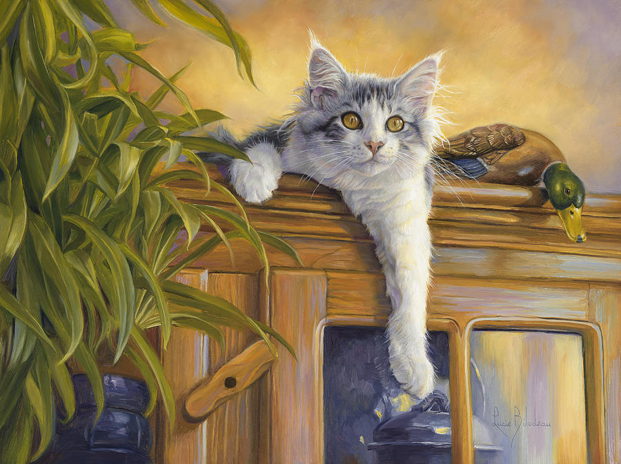 Cat Painting - Observation Post by Lucie Bilodeau