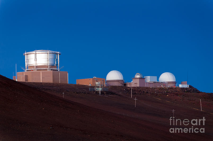 Observatories at sunrise on top of Haleakala crater Maui Hawaii USA Photograph by Don Landwehrle