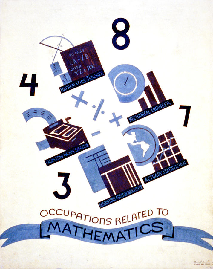 Vintage Digital Art - Occupations Related to Mathematics by Georgia Clare