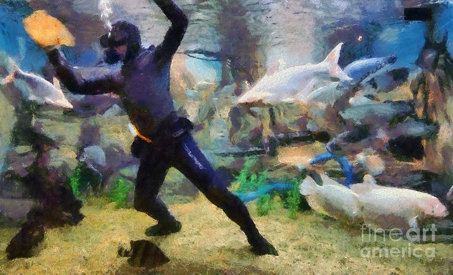 Ocean Aquarium in Shanghai Painting by George Atsametakis