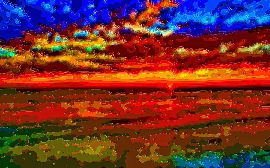 Sunset Digital Art - Landscape Ocean Sunset by Mary Clanahan Sunset Digital Art - Landscape Ocean Sunset by Mary Clanahan