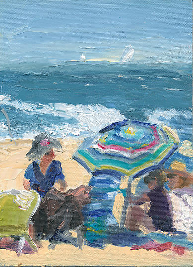 Ocean Beach Painting by Margaret Elliott